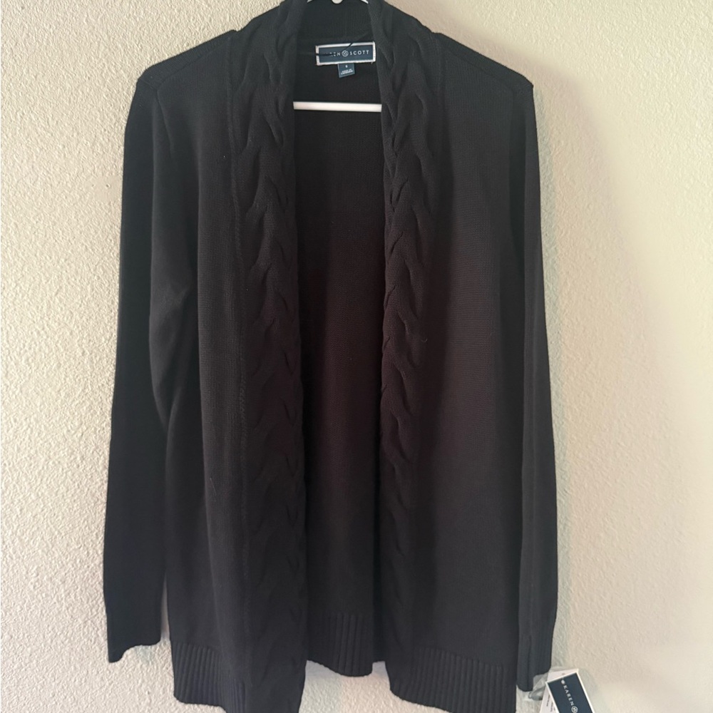 Karen Scott Elegant Black Cardigan Sweater